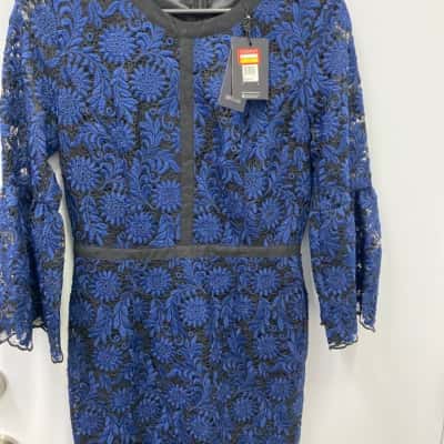  Womens  Size 10 Floral Dress Black  / Blue 