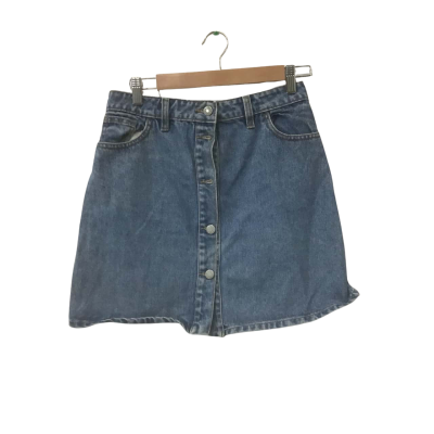 Bec & Bridge Button Up Mini Skirt Size 8 Blue Denim