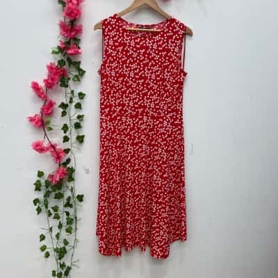 Jacqui-E Womens Sleeveless Dress Size M Red / White 