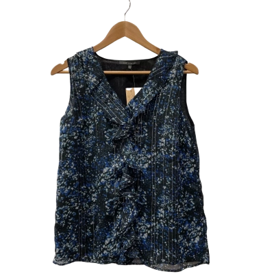 Liz Jordan Womens  Size 8 Sleeveless Top Black  / Blue / Silver / White 
