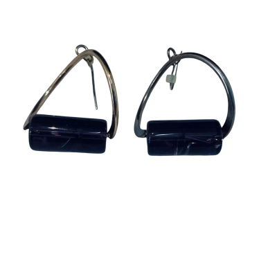 Italian glass Amethyst barrel earrings with gold look hoops