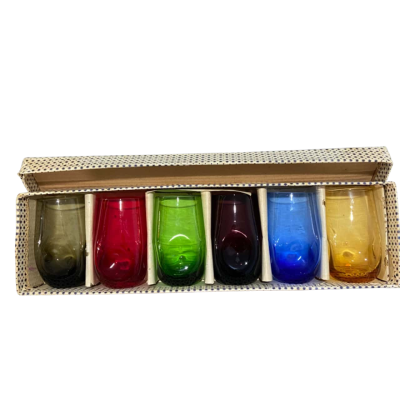 Vintage 6 Coloured Dimple Glasses 10cm Made in Italy 