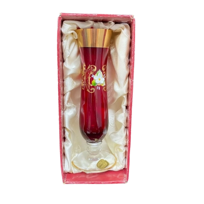 Bohemia Glass Ruby Red Bud Vase with Gold trim