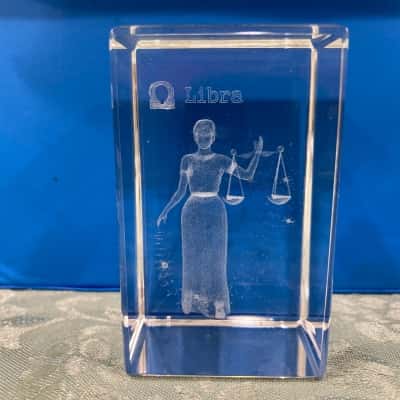 3D Laser-etched Crystal Block (Libra)