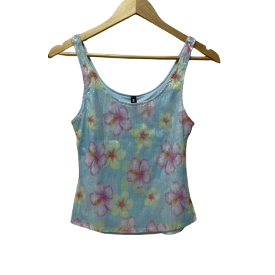 Motel Womens  Size XS Sleeveless Top Blue / Floral 