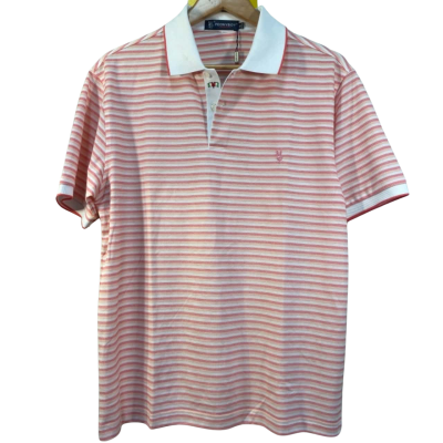 Peonyboy Mens  Size L Polo Shirt Cream / Pink  / White 