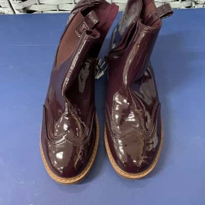 Zara Womens  Size 37 Maroon Patent Ankle Boots