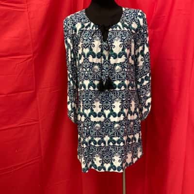  ***Womens  Boho Australia Size M Blue Peep Sleeve Dress