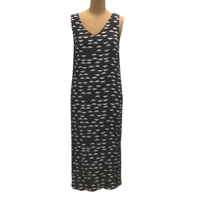 Mister Zimi Semi Circle Print Tank Dress Size 10 Navy