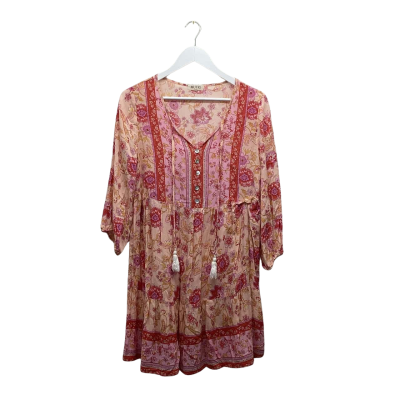 MUTIG Size M Gorgeous Floral Pink Boho-style Dress