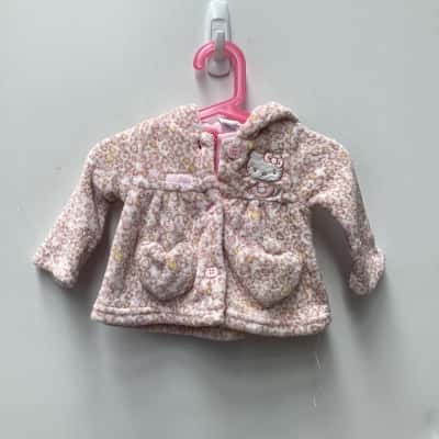  Kids Hello kitty Size 3-6m leopard print hooded fleece jacket 