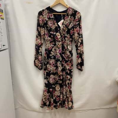 Spicy Sugar Women's Cocktail Dress Long Sleeves Size 8 Black  / Floral BNWT