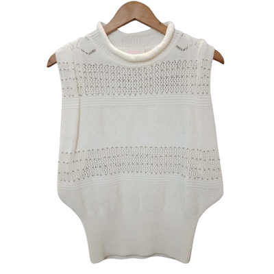Sass & Bide Women's Size XS White Knit Top with Silver Beading. 
