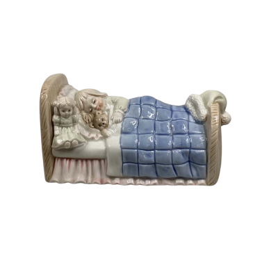 Porcelain Sleeping child with Doll and Teddy Bear