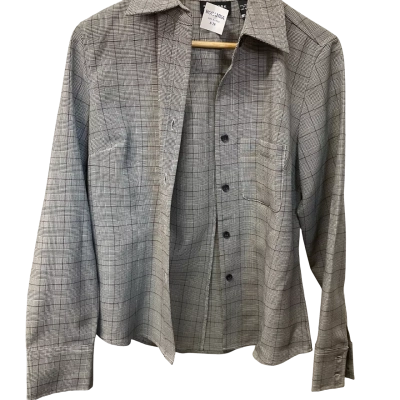 New York & Company Womens  Size M Button Up Top / Long Sleeve Shirt Black  / Pattern 