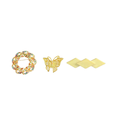  Womens Vintage Brooch collection (3) Cream / Gold-tone