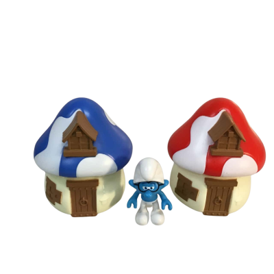 Smurf Mystery Mushroom House & Smurf as pictured Approx 9cm high