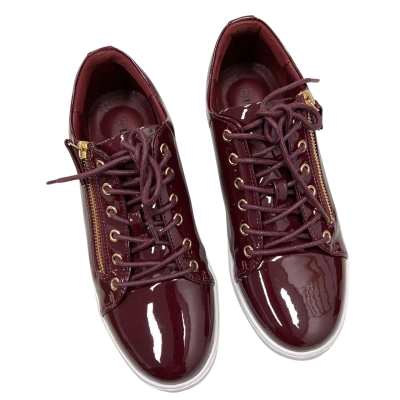Taking Shape Patent Side Zip Sneakers in Merlot Size 39