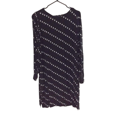 ELK Womens  Size 14 Casual Dress Black  / Polka Dot / White 