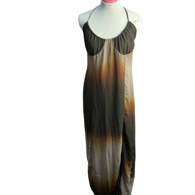 Pretty Little Thing Womens  Size 14 Maxi Dress Brown / Multicoloured 