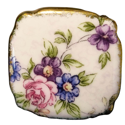  Womens Royal Albert Brooch Floral / Gold Edging