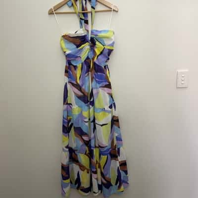 Seafolly Womens  Size S Halter Neck Midi Dress Multicolored Print NEW with Tags