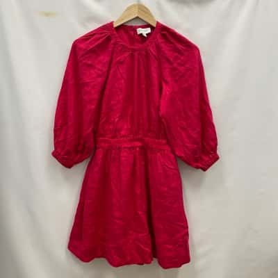 Witchery Women's 100% Linen Dress Size 4 Hot Pink  