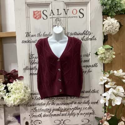 Princess Highway Brand! BNWT STUNNING MILENA CABLE KNIT VEST! COLOUR WINE! Womens  Size 12 Maroon / Purple 