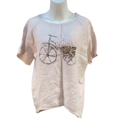 Mirra Mirra Italy Womens Size M / S Linen Blend T-shirt Pink  
