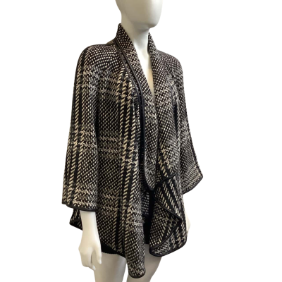 Karen Millen Womens Size 16 Wool Blend Cardigan Black / White