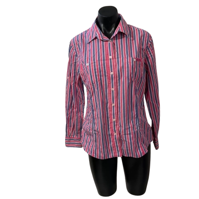 R.M. Williams Womens  Size 10 Blouse Blue / Pink  / Pinstriped / White 