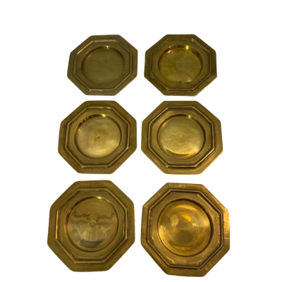 Vintage Brass Charger Plate Or Coasters Set Of 6