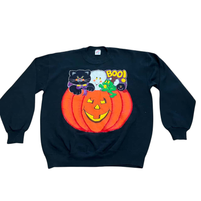 Retro Jerzees Size XL Halloween Jumper Black  