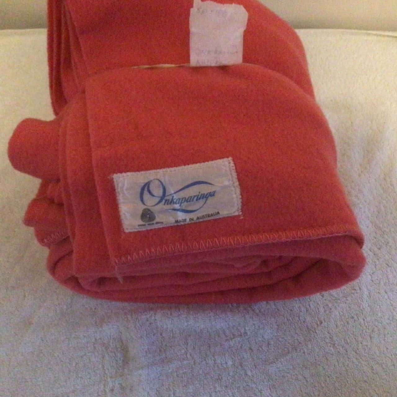 VINTAGE ONKAPARINGA PURE WOOL BLANKET Soft Orange 210 cm x 160 cm (s)