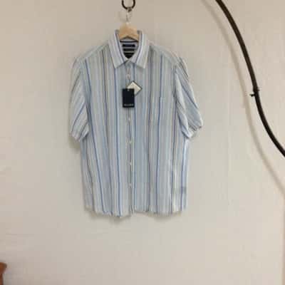 Blazer Men’s  Size L Short Sleeve Shirt Blue / Brown / White 