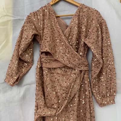 Boohoo Bridesmaid Sequin Off The Shoulder Midi Dress -  Size 10 Brand New