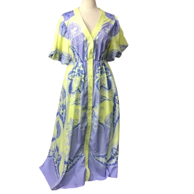 Ave Womens  Size 14 Multicouloured "Del Bazaar" Cotton Blend Maxi Dress 