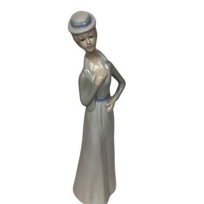 Lady Pale Blue/Pale Green/Cream Ceramic Figurine