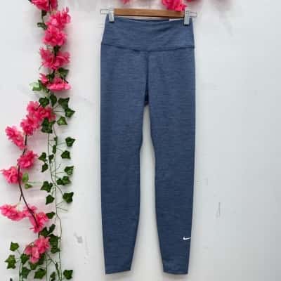 Nike Womens DRI-FIT Training Tights Size 8 / XS Blue 