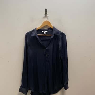 Witchery Womens Navy Blue Long Sleeve Shirt 
