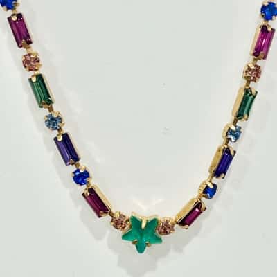 Mimco Multi-coloured Gemstone Star Detail Gold Necklace 