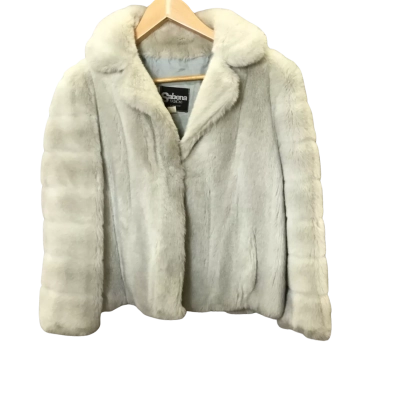  VINTAGE Sabena Womens Size 14 Fur Coat Grey 