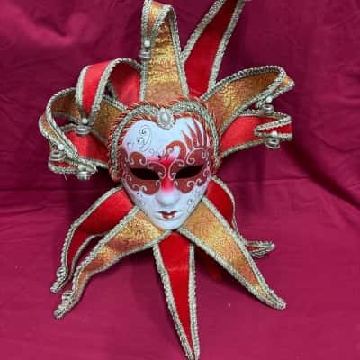 Leo Lady Venetian Jester Mask Red