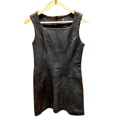 Vintage Japanese Brand Rope Women's Sleeveless Faux Leather Dress  Black