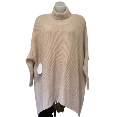 Caju Design. Brand New.  Turtle Neck High Low Ribbed Oversized Pullover,  Size L 