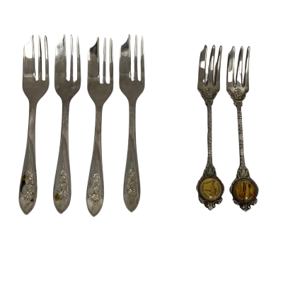 Vintage Souvenir Forks Silver Plated 6 Pieces