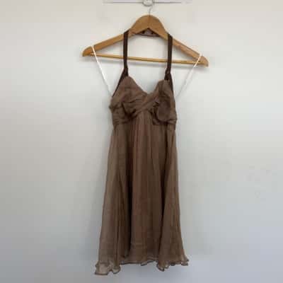 Wish Brown Halter Neck Sienna Mini Dress  Size XS/8
