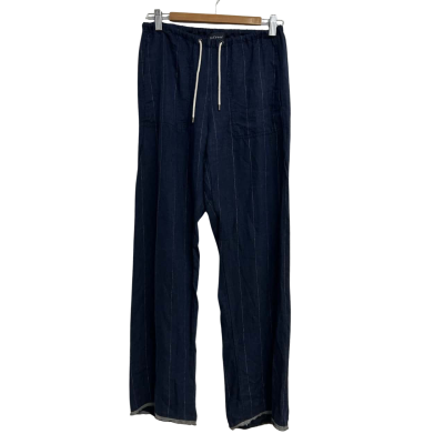 By Freer Womens Size XS Navy Blue Striped Linen Pants 