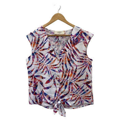 Jacqui-E Womens  Size 10 Sleeveless Top Multicoloured / White 