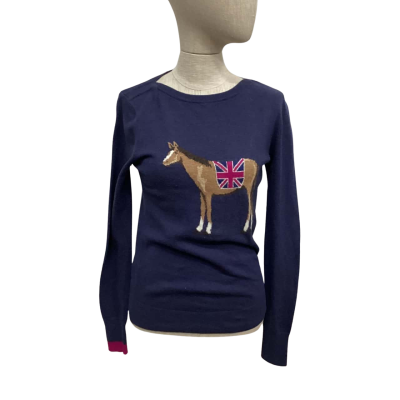 Joules Union Jack Horse  Size 8 Jumper Navy Blue 